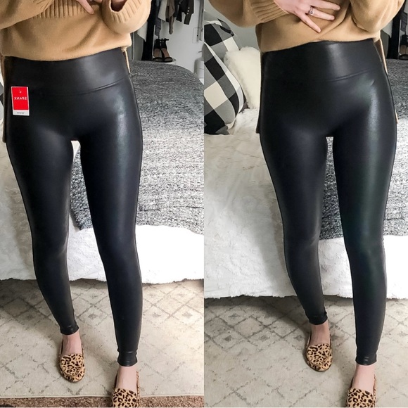 SPANX Pants - SPANX Faux Leather Leggings Size L NWT
